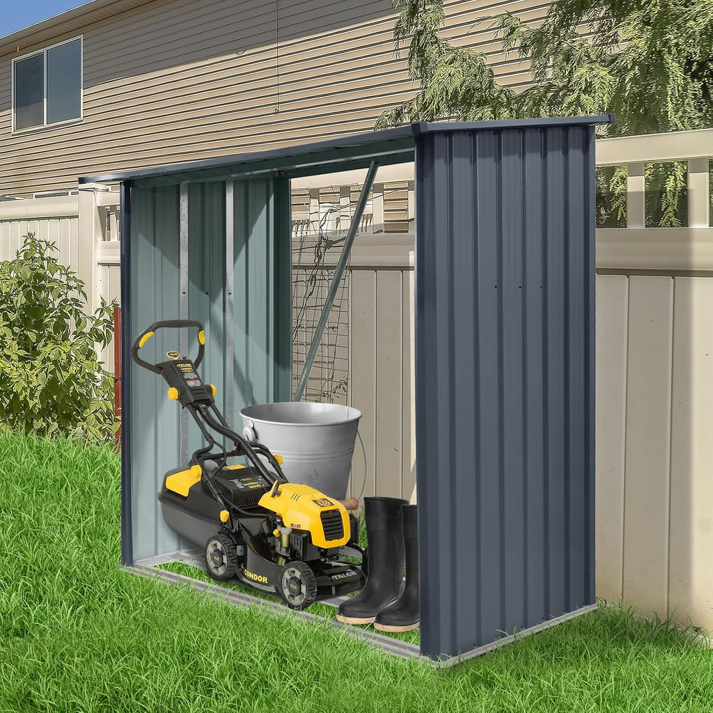 JT 7 x 3 FT Metal Firewood Rack, Galvanised Steel Garden Log Storage Shed, Metal Firewood Shed Holder, Outdoor Log Rack for Backyard, Black