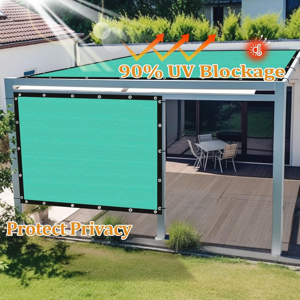 Shade&Beyond Customized Size 90% Sun Shade Cloth with Grommets, 14' X 20' Pergola Shade Cover Canopy, Mesh Tarp Sun Screens for Patio, Outdoor, Garden, Backyard GN05, Turquoise