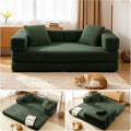 81'' Futon Sofa Bed, Folding Floor Couch Bed, Corduroy Fabric Boneless Couch, Compressed Boneless Sofa in a Box, Comfy Sleeper for Living Room-Green