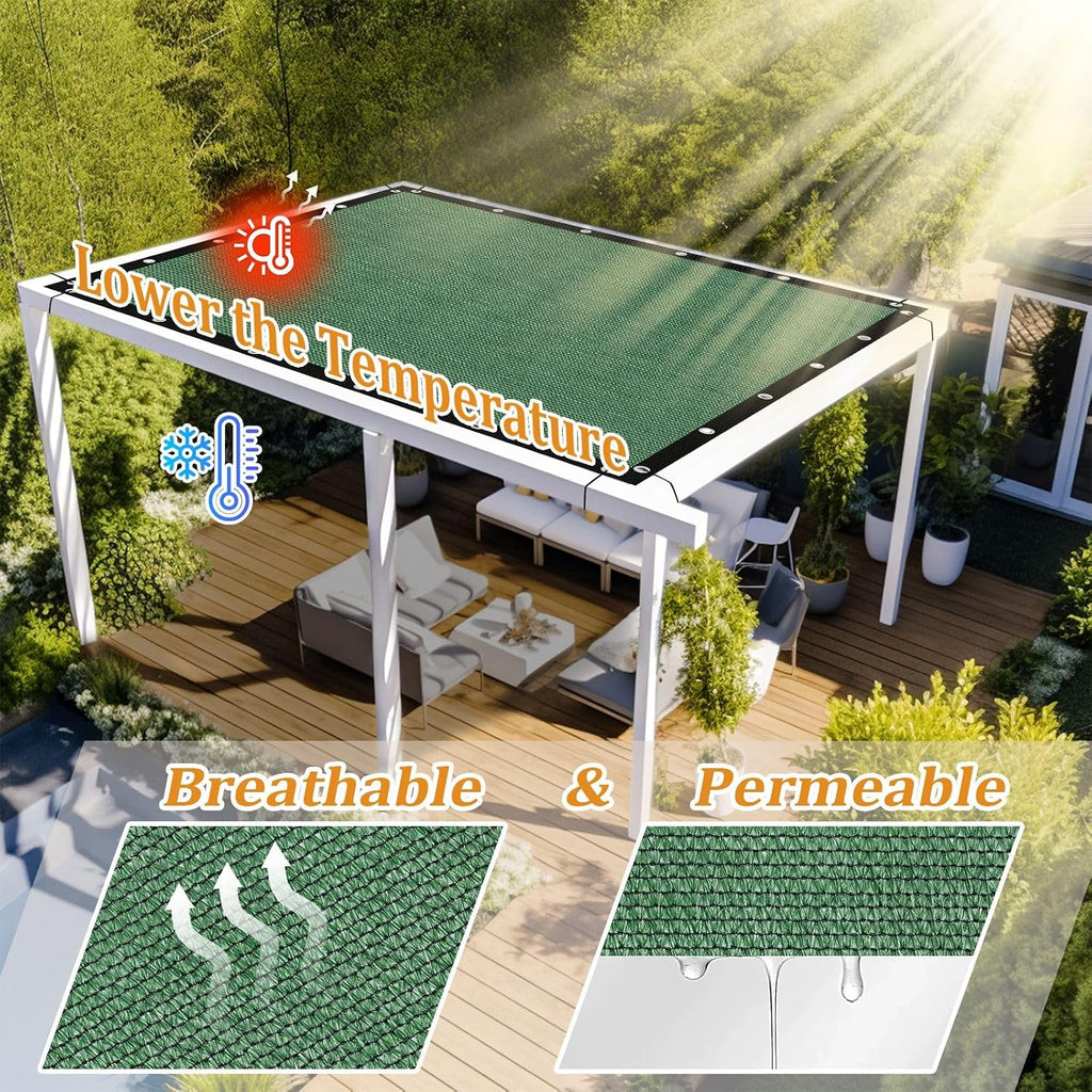 Shade&Beyond Customized Size 90% Sun Shade Cloth with Grommets, 14' X 20' Pergola Shade Cover Canopy, Mesh Tarp Sun Screens for Patio, Outdoor, Garden, Backyard GN09, Green