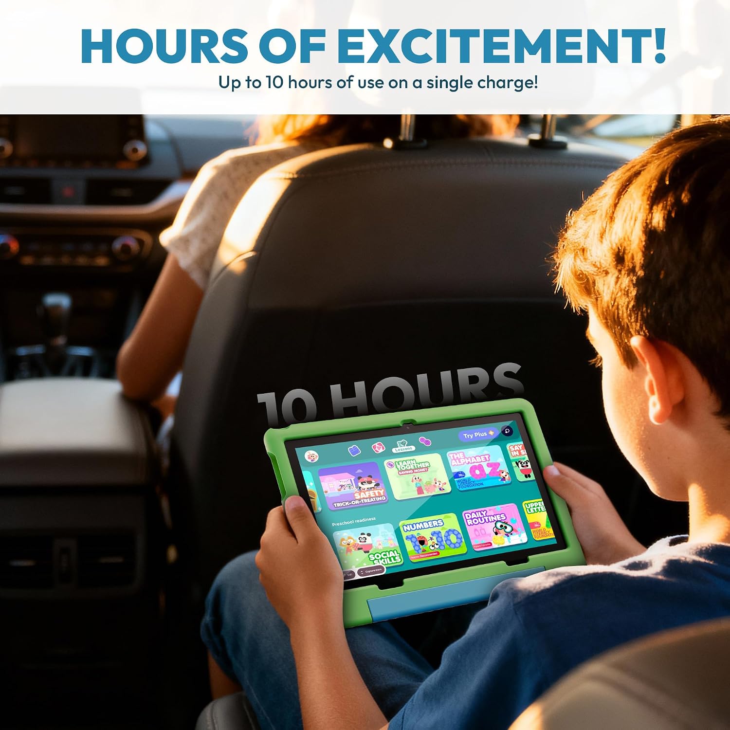 Contixo A10 Kids Tablet with 14 Apps, Lingokids & Epic, 10.1' HD Screen, Android 15, Parental Controls, WiFi, 4+64GB Storage, al Tablet for Kids Ages 3-12, Boys & Girls Gift, Green