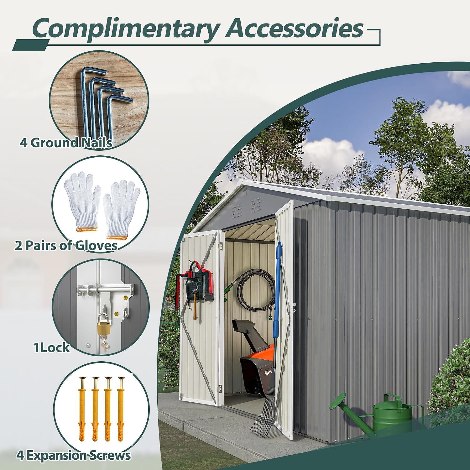 YOPTO 10X10 FT Outdoor Storage Shed,Metal Shed W/Lockable Doors,Air Vents & Sloped Roof,Garden Tool House W/Updated Frame Structure,for Backyard Patio Lawn,Gray