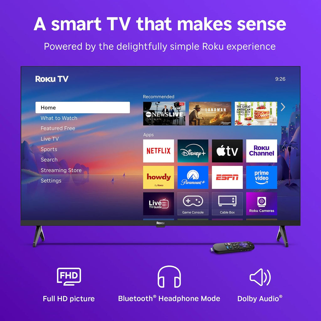 Roku Smart TV – 40-Inch Select Series, 1080p Full HD TV – Roku TV with Voice Remote – Flat Screen LED Television with Wi-Fi for Streaming Live Local News, Sports, Family Entertainment
