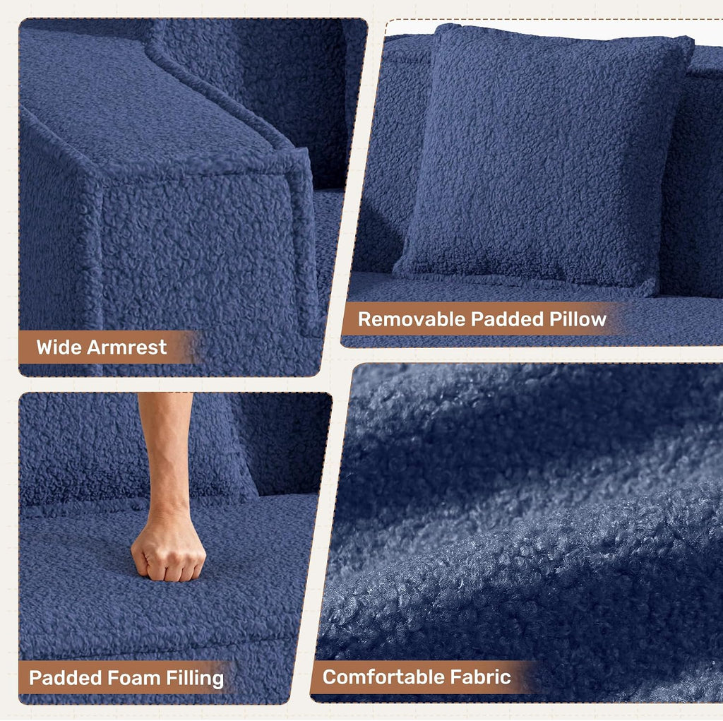 75'' Cloud Loveseat Sofa, No Assembly Required Comfy Deep Seat Teddy Couches 1 pcs for Living Room, Bedroom, Apartment(Teddy Fabric-Blue)
