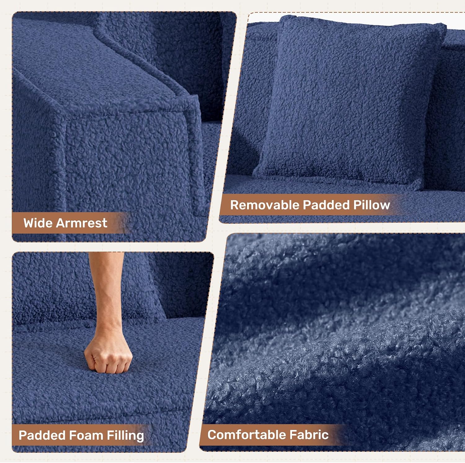 75'' Cloud Loveseat Sofa, No Assembly Required Comfy Deep Seat Teddy Couches 1 pcs for Living Room, Bedroom, Apartment(Teddy Fabric-Blue)