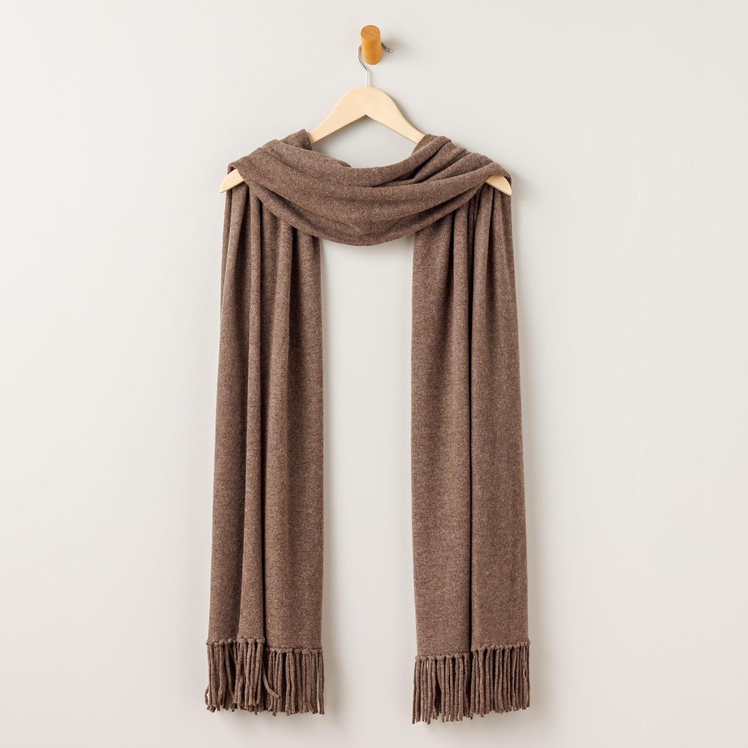 Fishers Finery Women's 100% Cashmere Knit Shawl Wrap with Fringe | Oversized 78' long by 28' wide