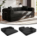 JJJ 78 inch Sofa Bed 4-in-1 Boneless Convertible Corduroy Sleeper Folding Couch with Fixed-Shape Frame and 2 Futons No Assemble Required 3 Seater Upholstered for Living Room (Black, 78 inch)