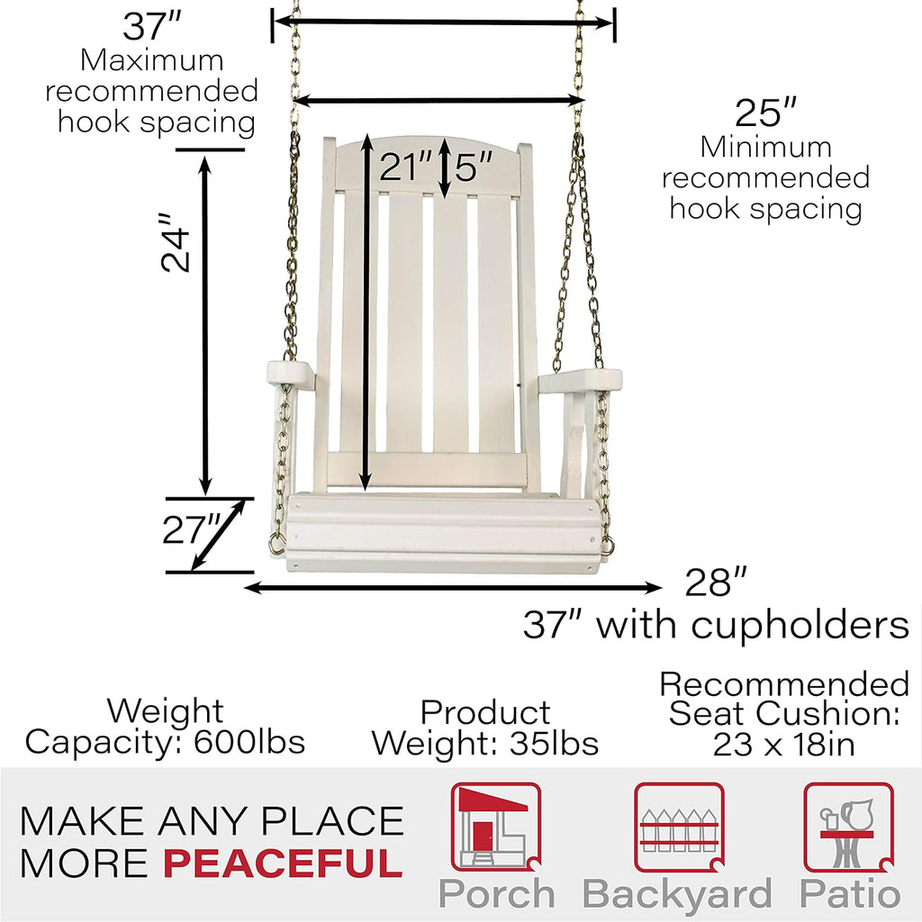 Amish Casual Heavy Duty Mission Pressure Treated Swing Chair (Semi-Solid White Stain)