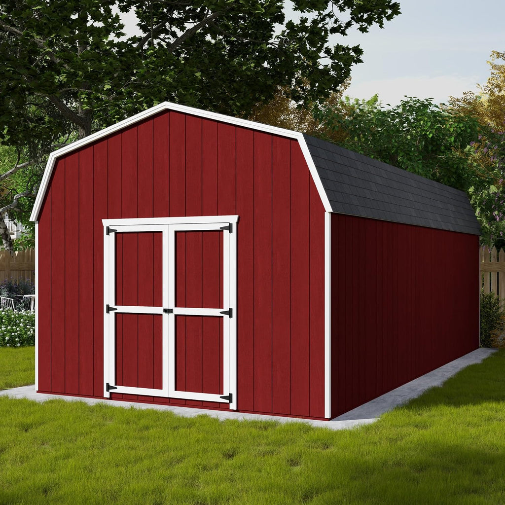 Little Cottage Co. 12x24 Value Gambrel Barn with 6 ft. Sidewalls with Floor, Outdoor Wood Storage Shed Do-It-Yourself Precut Kit