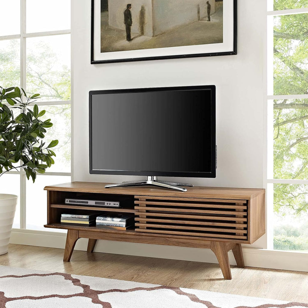 Modway Render 48' Mid-Century Modern Low Profile Media Console TV Stand, 48 Inch, Walnut