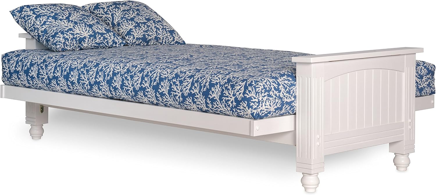 Nirvana Futons Cottage Futon Frame, Queen Size, Satin White Finish, Solid Wood Construction, Coastal Furniture