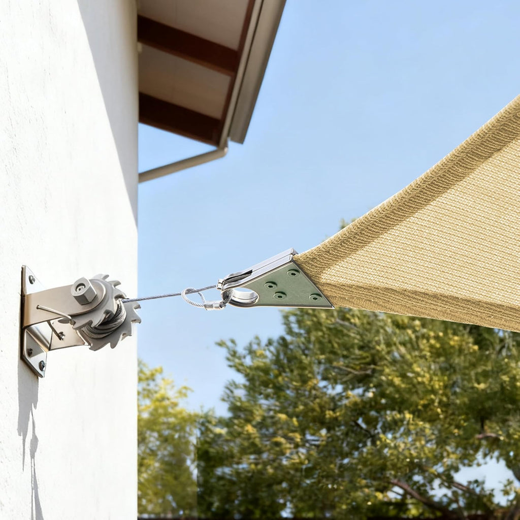 ColourTree Super Ring 14' x 20' Beige Customized Size Sun Shade Sail,Commercial Grade UPF50 Canopy Structure, Reinforced Corners & Edges, 260 GSM Fabric Heavy Duty -5 Years Warranty
