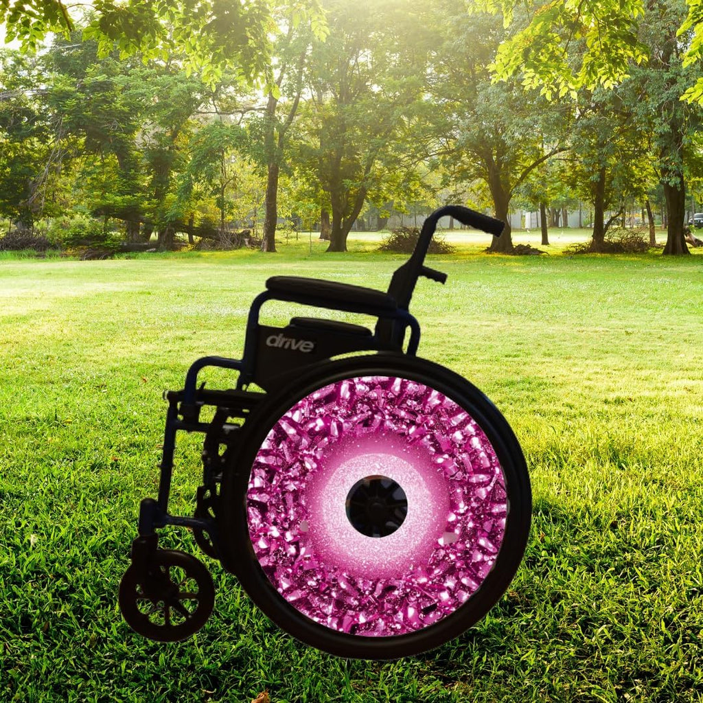 18' Grad GITS Wheelchair Wheel Covers, Waterproof Wheelchair Accessories,Cute and smart Covers Easy Install/Remove, Lightweight, for Kids and Adults (Pink Pattern)