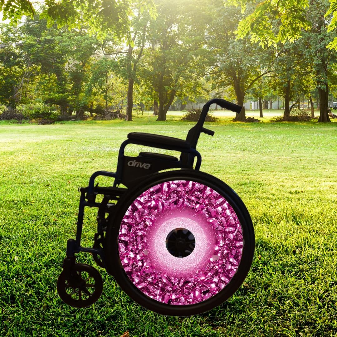 18' Grad GITS Wheelchair Wheel Covers, Waterproof Wheelchair Accessories,Cute and smart Covers Easy Install/Remove, Lightweight, for Kids and Adults (Pink Pattern)