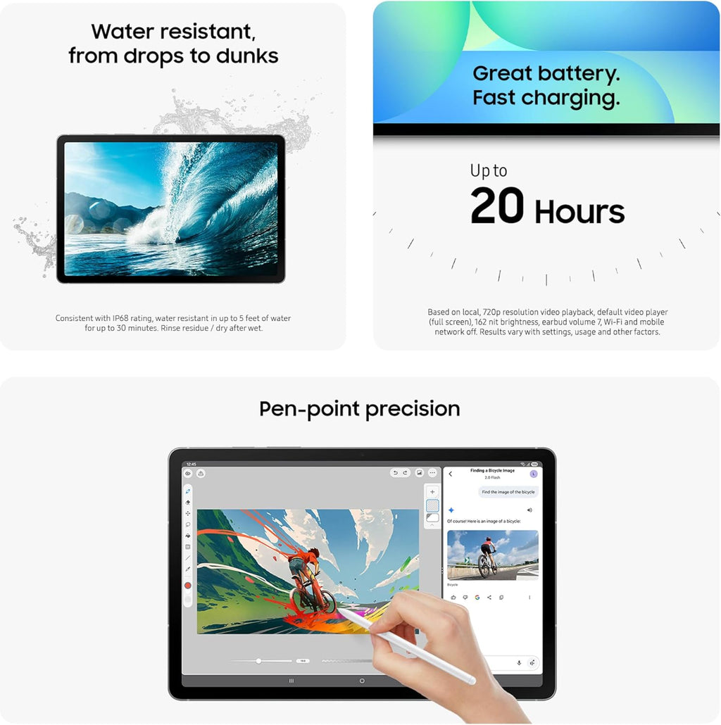 Samsung Galaxy Tab S10 FE 128GB WiFi Android Tablet, Large Display, Long Battery Life, Powerful Processor, S Pen, Expandable Storage, US Version, 2025,Gray (Renewed)