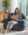 Lamerge Ergonomic Bean Bag Chair for Adults, Faux Fur Fluffy Sofa Chair with High-Density Memory Foam, Grey Comfy Bean Bag Couch for Reading, Gaming (38' Bean Bag Chair)