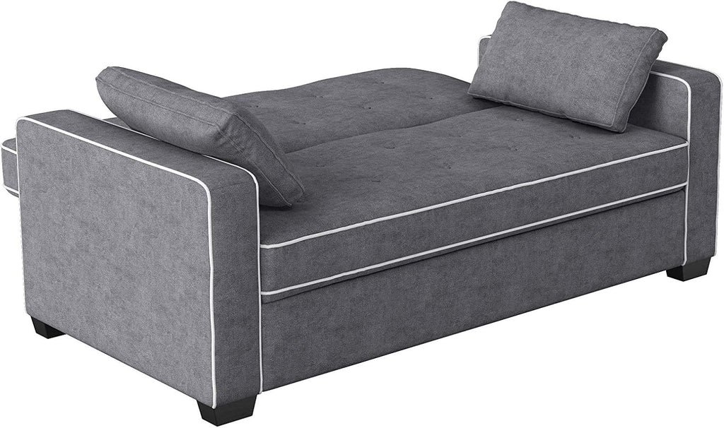 Serta Ainsley 66.5' Convertible Sleeper Loveseat, Full Size, Dreamcoil Comfort, Soft Woven Fabric, Charcoal