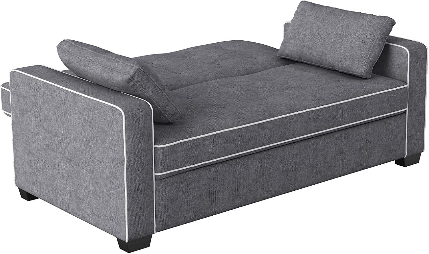 Serta Ainsley 66.5' Convertible Sleeper Loveseat, Full Size, Dreamcoil Comfort, Soft Woven Fabric, Charcoal
