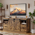 YESHOMY Farmhouse TV Stand for Televisions up to 65 Inch, Wood Entertainment Center with Sliding Barn Doors and 4 Storage Drawers, 58'' Media Console Cabinet with Shelves for Living Room, Barnwood