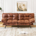 Faux Leather Futon Sofa Bed,Convertible Futon Couch,Memory Foam Loveseat Sleeper Sofa,Small Splitback Modern Folding Couch for Living Room,Office,Apartment,Retro Brown