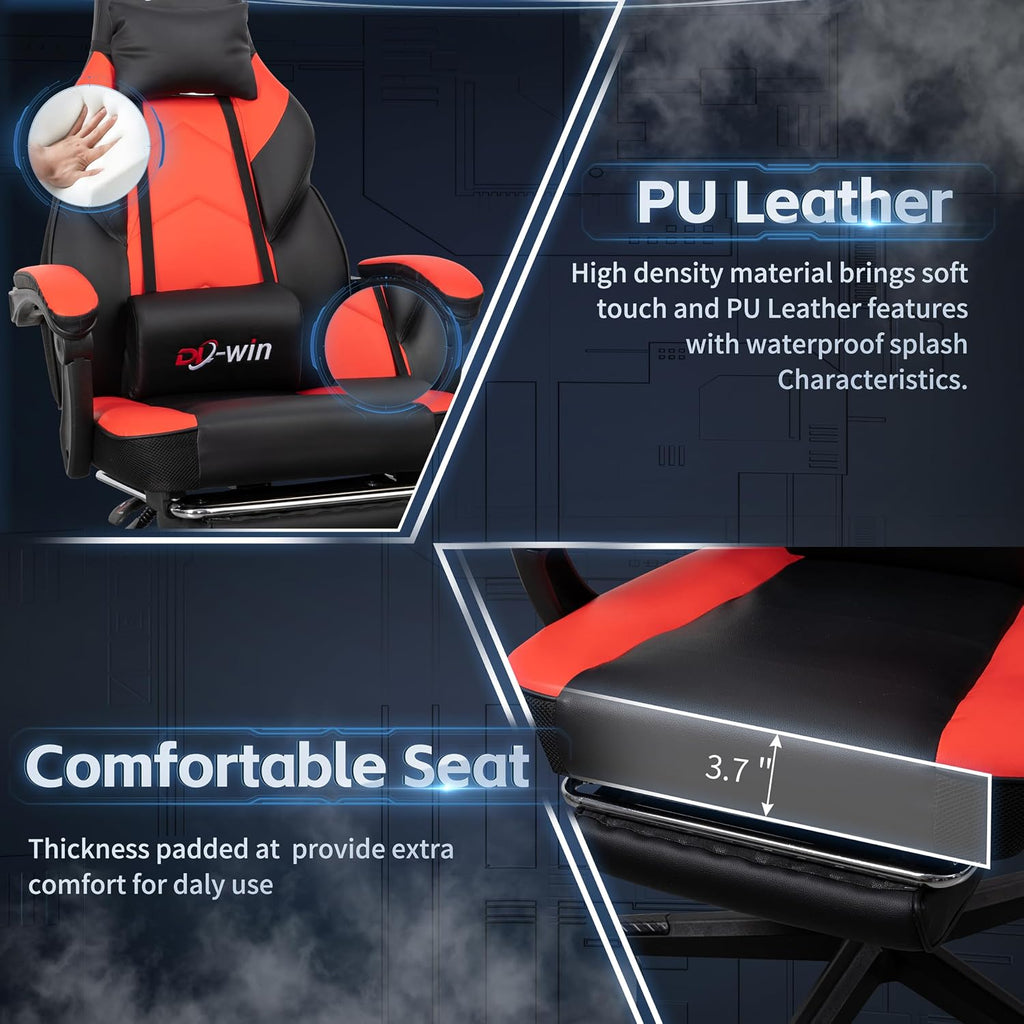 DL-win Computer Gaming Chairs, Gaming Chair with Swivel Computer Gamer Chair for Gaming Rocker, Red