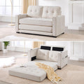 Convertible Sofa Bed, Pull Out Loveseat Sleeper Couch,Linen Fabric 2 in 1 Folding Couch Bed, Fold Out Floor Futon Couches with Cup Holder for Living Room, Bedroom,Small Space, Beige