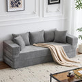 MELLCOM 79' Convertible Folding Sofa Bed Queen, Sleeper Sofa Couch with Armrest and Pillows, Chenille Fold Out Floor Chaise Lounge, Comfy Foldable Futon Mattress for Living Room, Bedroom (Grey 7.87')