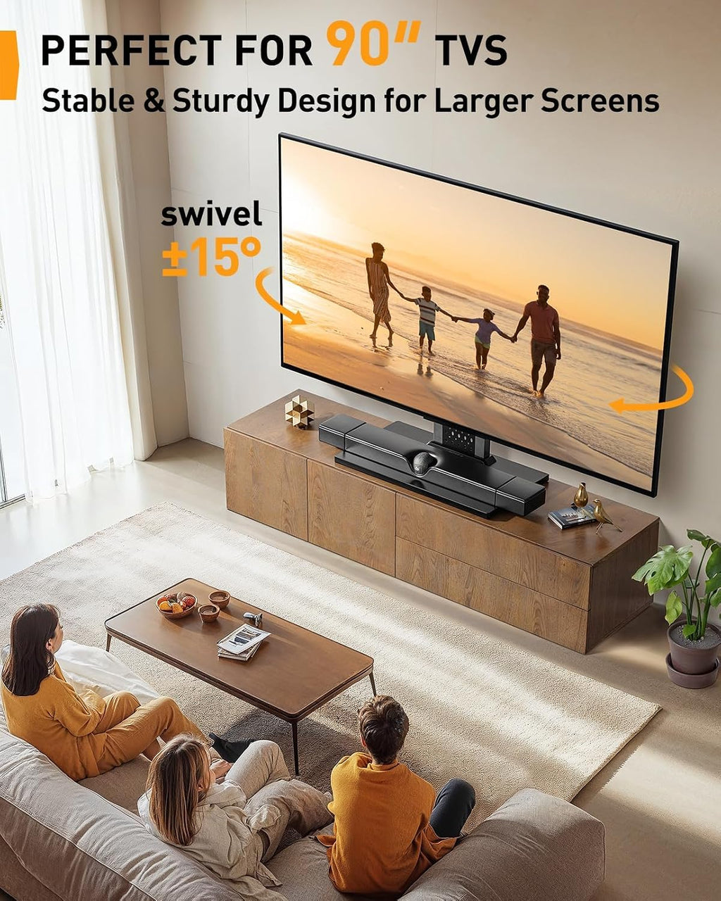 Perlegear Universal Swivel TV Stand for 42-85 90 Inch TVs, Television Stands with Pegboard Storage, Height Adjustable Table top TV Stand Mount, Glass Base up to 150 lbs, Max VESA 600x400mm PGTVS36