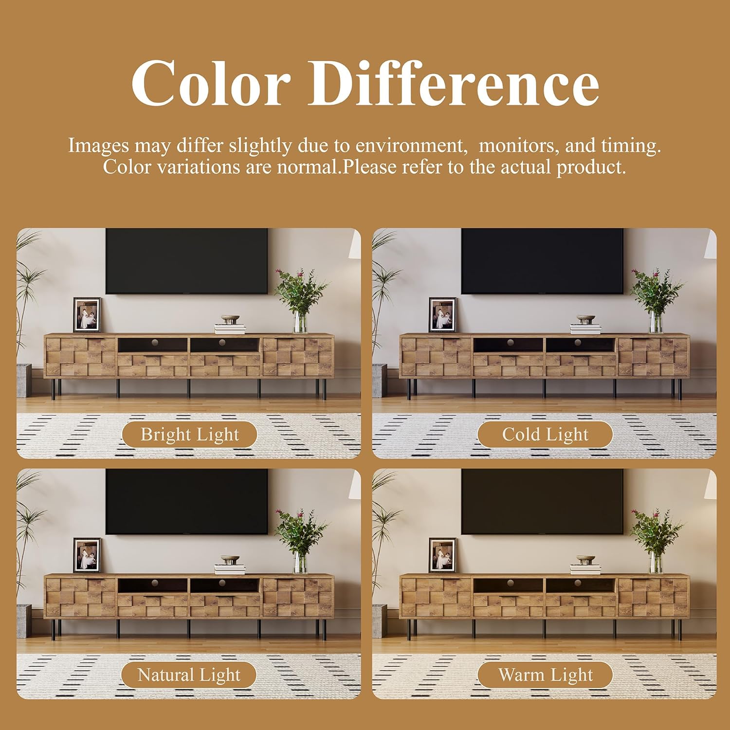 Merax 80' TV Stand for TVs Up to 85', Modern Entertainment Center with 2 Drawers, 2 Doors, and Open Space, Media Console with Unique Mosaic Front Design for Living Room