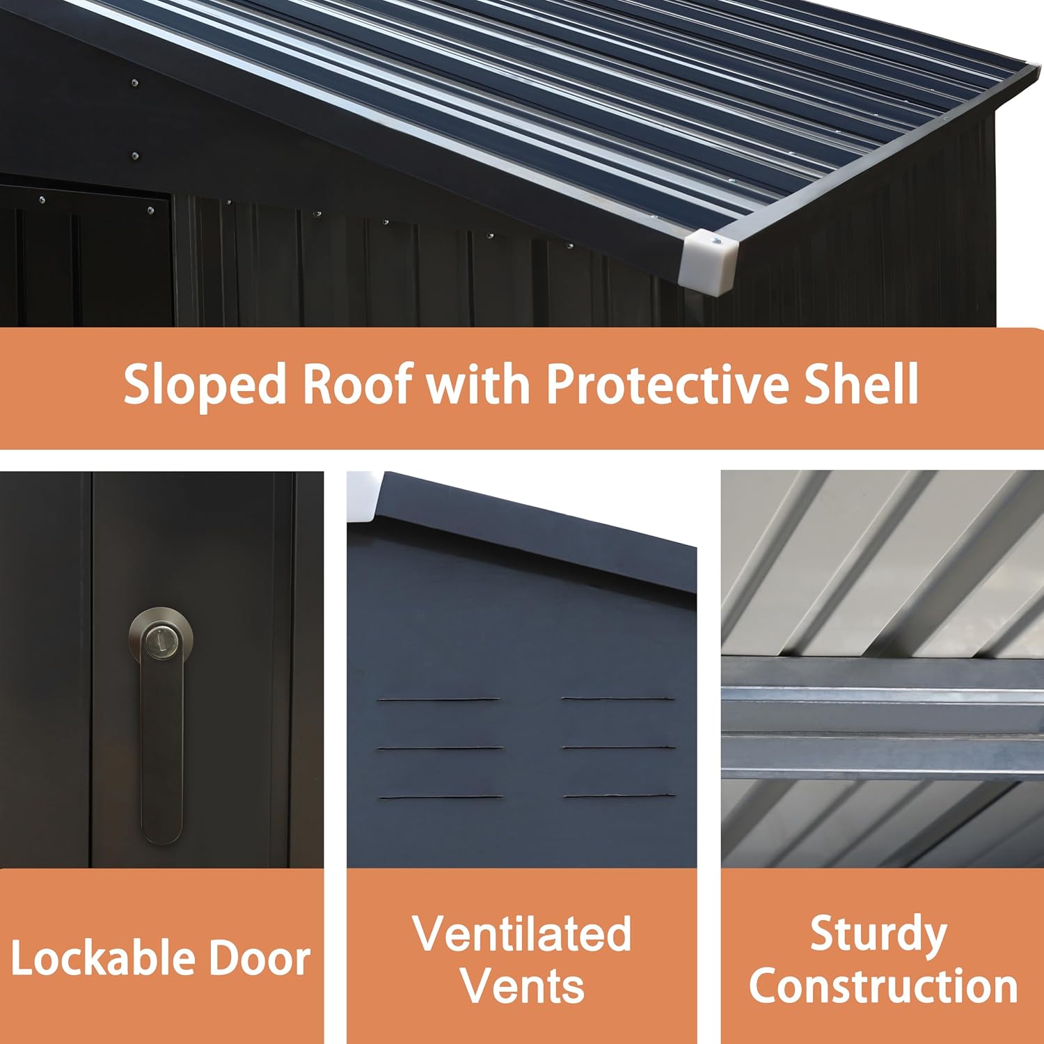Yardenaler 8x10 FT Metal Storage Shed for Outdoors, Garden Tool Shed Kit with Doors & Lock, Waterproof Patio Utility Tool Shed for Garden and Backyard, Gray
