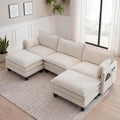 Eafurn Modular Sectional Sofa with Movable Ottomans for Living Room, 4 Seater Convertible U Shaped Sectional Couch Modern Reversible Chenille Sofa Set w/USB Ports and Side Pockets