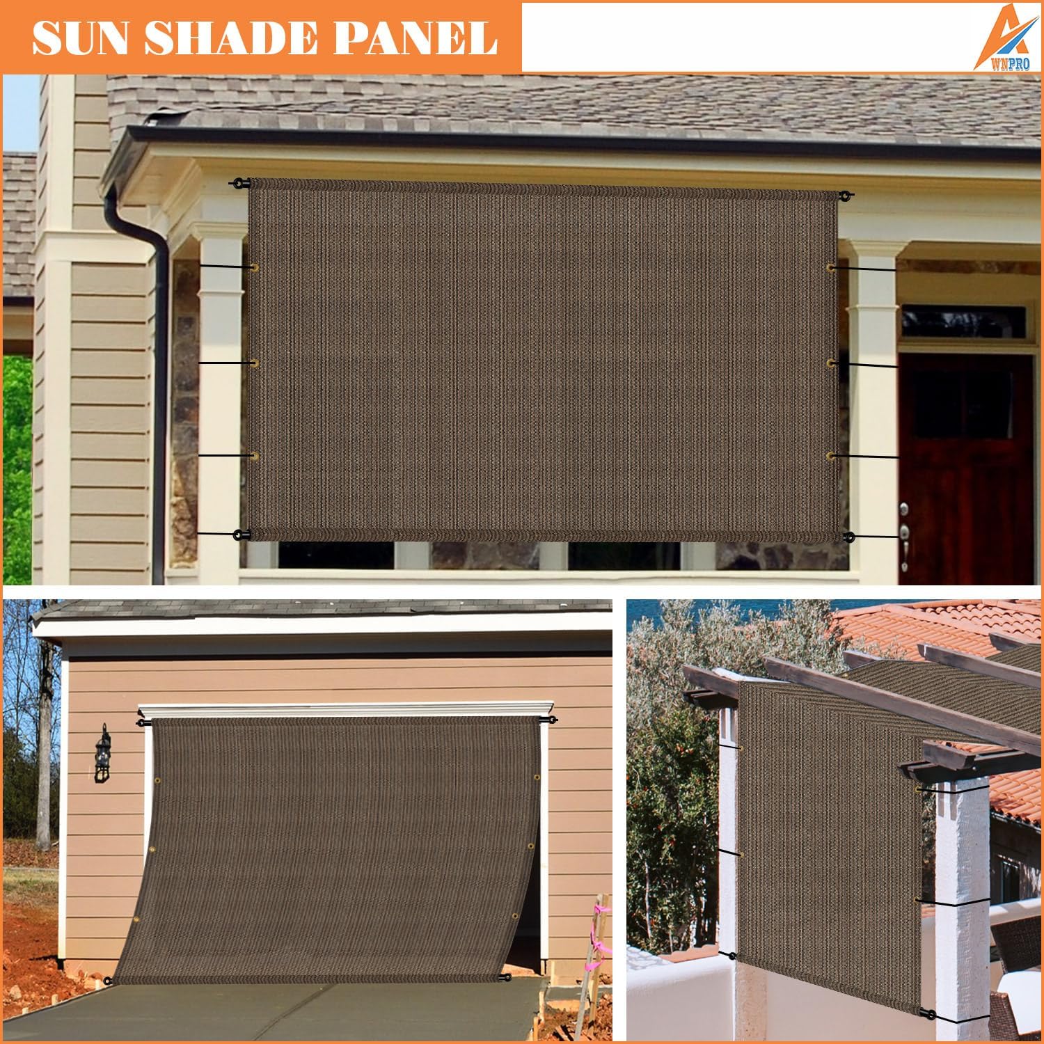 11' x 4' Pergola Shade Cover Replacement Canopy with Weighted Rods & Grommets UV Block Sun Shade Cloth for Outdoor Patio Deck Porch Backyard Gazebo, Brown, Customized Size