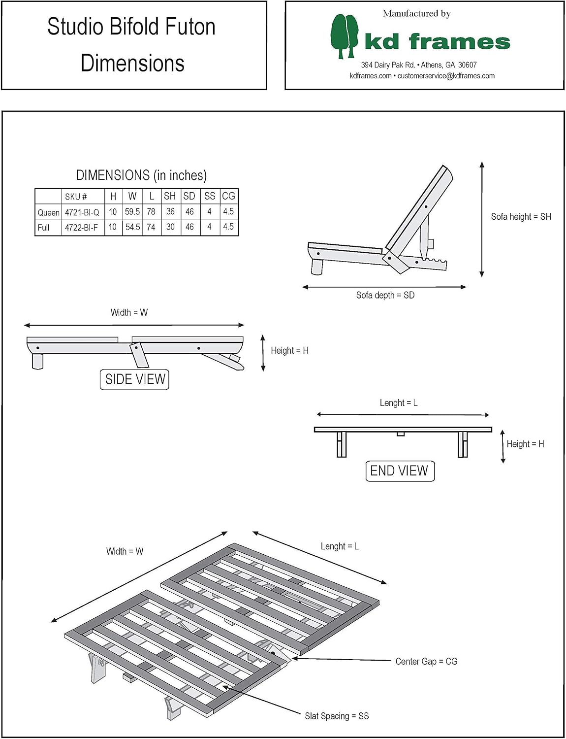 KD Frames Studio Bifold Futon (Full)