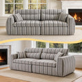 111' Modular Boneless Couch for Living Room, Pet Friendly Chenille Woven Sofa, Split-to-2 Chairs or Lounge Setup, 2-Piece Compressed Sofa in a Box, No Assembly, 1200 lb Total,Black & White