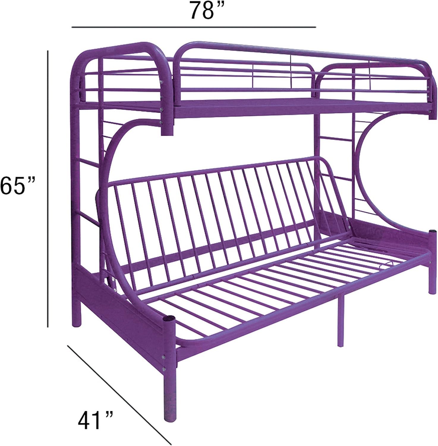 Acme Furniture Eclipse Twin Over Full and Futon Bunk Bed in Purple