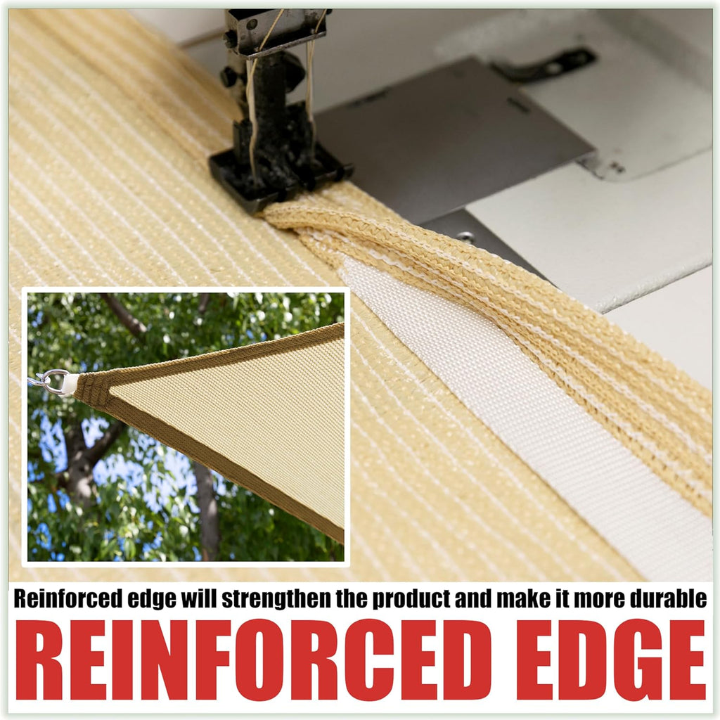 Royal Shade 14' x 20' x 24.4' Beige Right Triangle Sun Shade Sail Order to Make RTAPT28, UPF50+ 95% UV Blockage, 200GSM Commercial Standard Heavy Duty, 3 Years Warranty (We Make Custom Size)