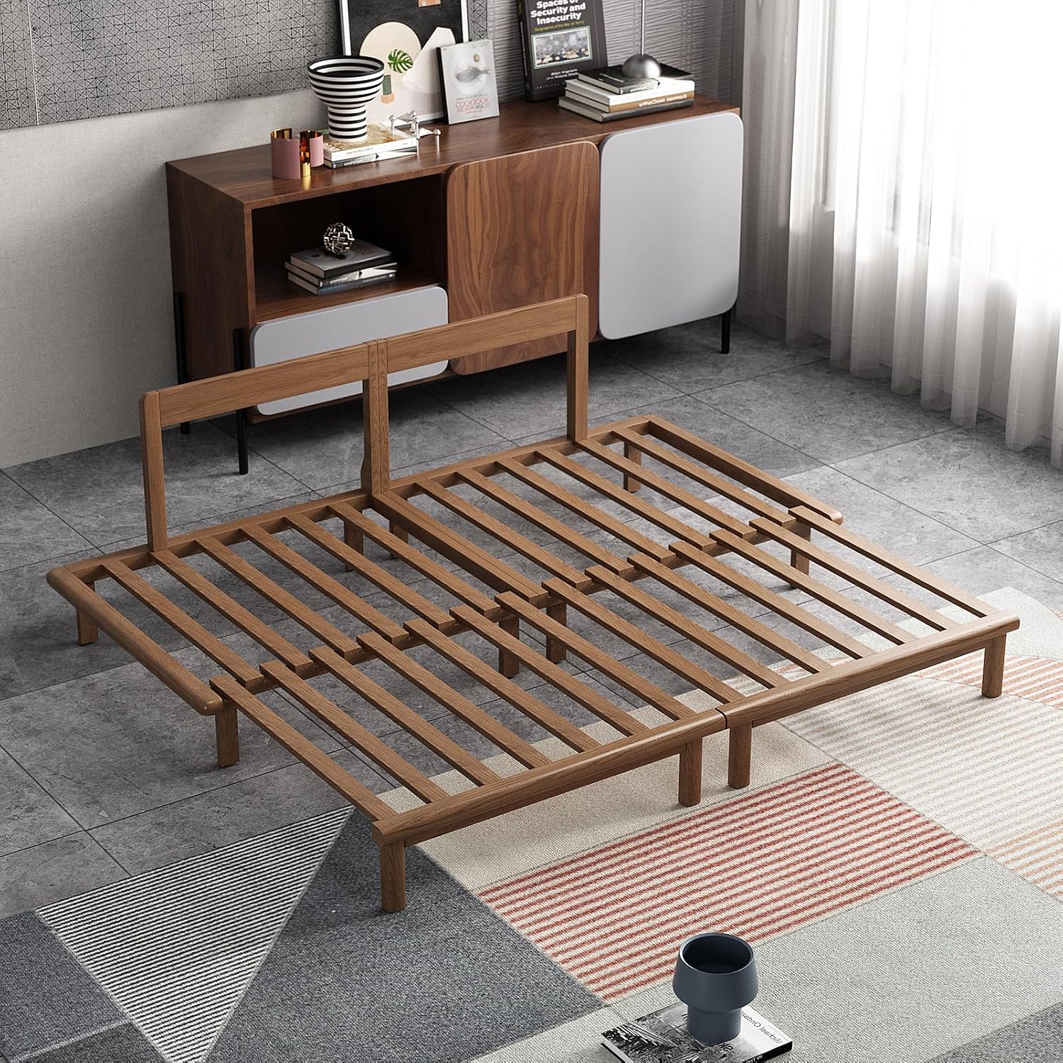 Lartis 78.7' Sofa Bed, Sleeper Pull Out Couch, Modern Couch Convertible Modern Futon for Living Room/Apartment/Bedroom, Modular Design Sofa,Full Solid Wood Frame