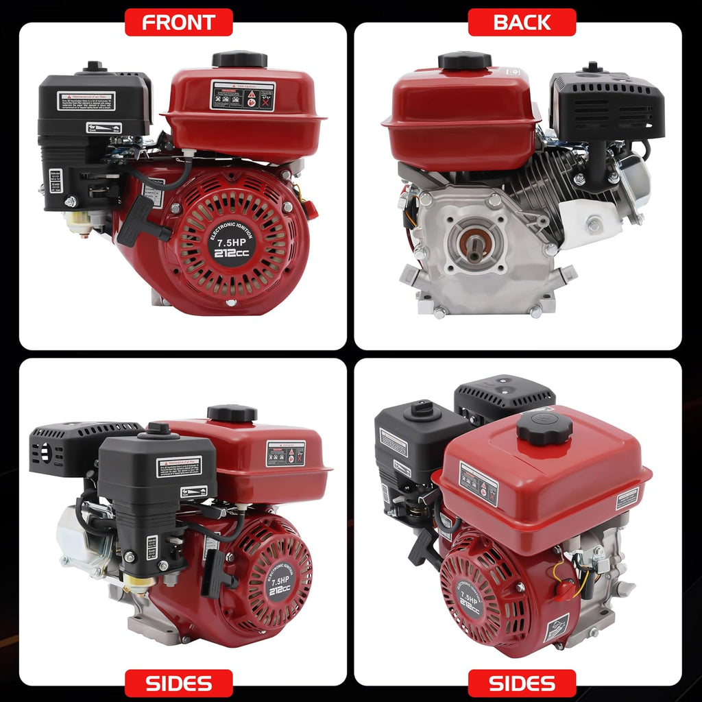 7.5 HP Gas Engine Motor, 212CC 4 Stroke Gas Motor Engine Motor Horizontal Shaft Pull Start, 3000W Gas Powered Engine for Go Kart Water Pumps Lawnmowers