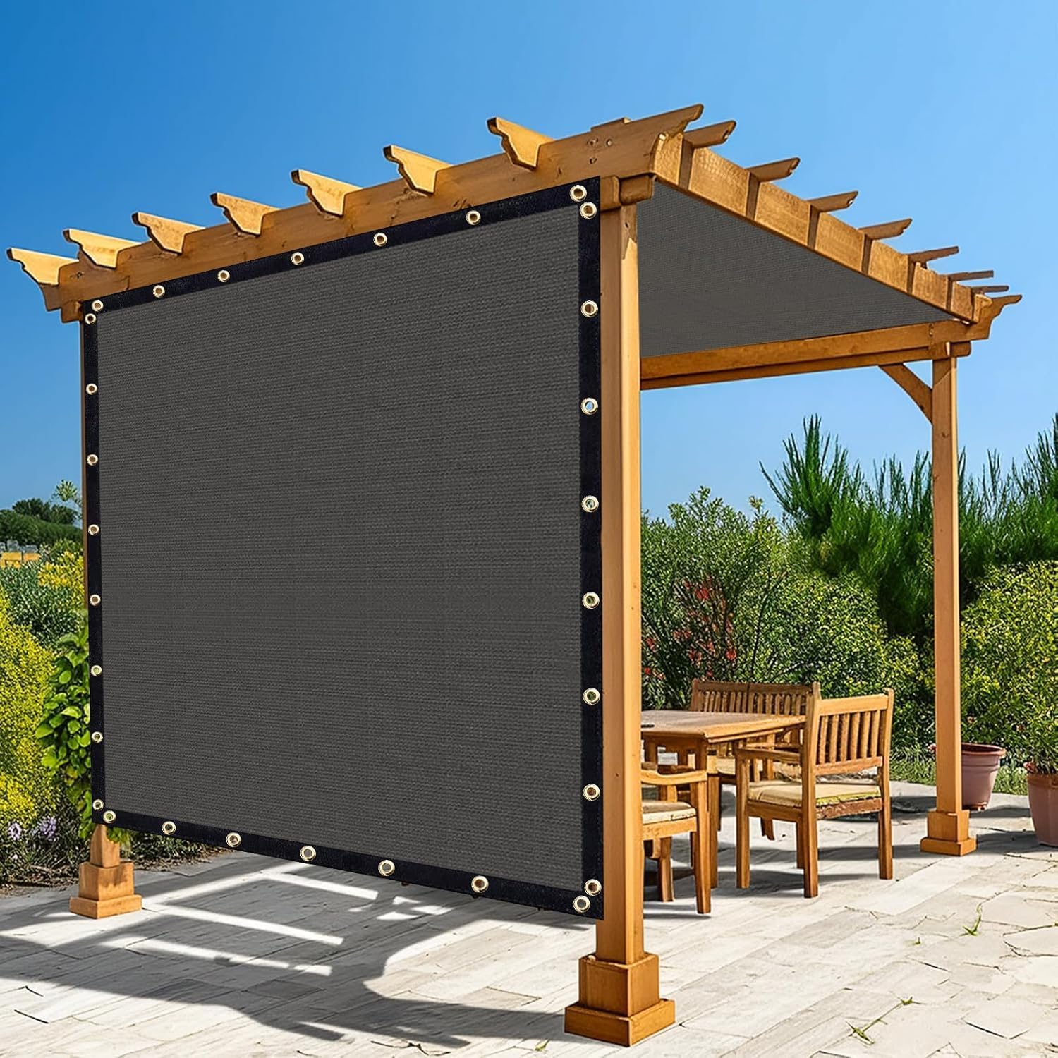 Amagenix 90% Dark Grey Sun Shade Cloth with Grommets, 12'X 16' Sun Screens Pergola Shade Cover Canopy for Outdoor Garden Patio Porch