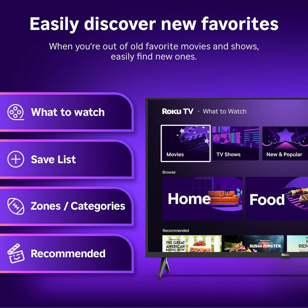 Roku Smart TV – 32-Inch Select Series, 720p HD TV – Roku TV with Voice Remote – Flat Screen LED Television with Wi-Fi for Streaming Live Local News, Sports, Family Entertainment