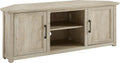Crosley Furniture Camden Corner TV Stand for 65+ inch TVs, Entertainment Center with Storage Shelves, Frosted Oak