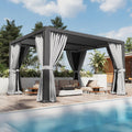 Aoxun Louvered Pergola 12' x 14' Outdoor Aluminum Pergola with Adjustable Top for Decks, Gardens and Backyards, Gray