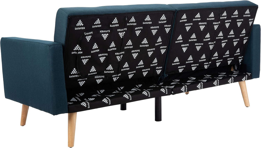 Safavieh Home Murray Modern Navy and Natural Foldable Futon Sofa Bed