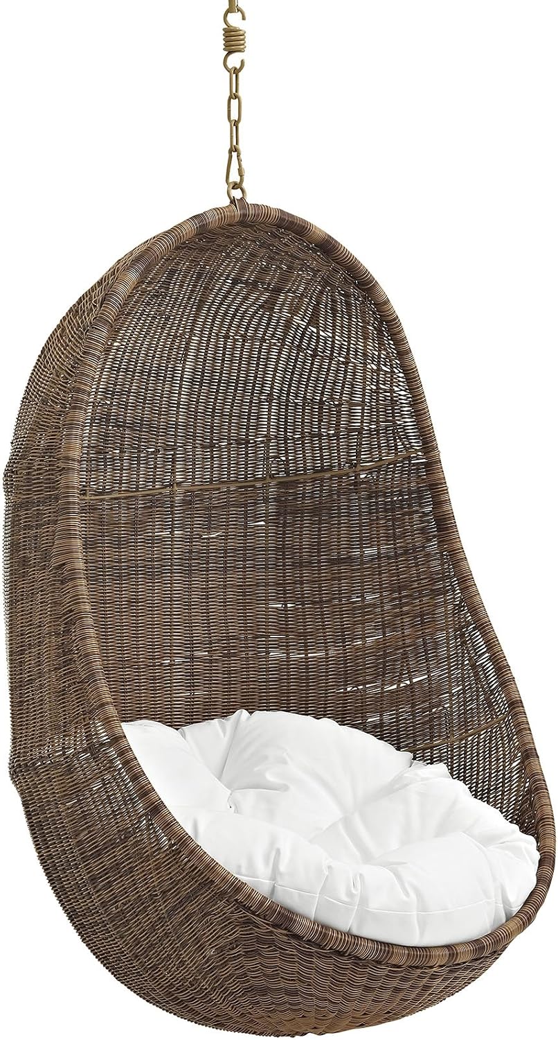Modway Bean Outdoor Patio Swing Chair, Coffee White