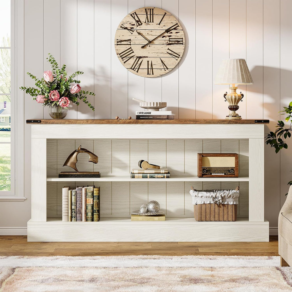 Tribesigns Farmhouse TV Stand for 70-Inch TV, 63' Entertainment Center with Storage, Modern Media Console Table for Living Room, Bedroom (White)