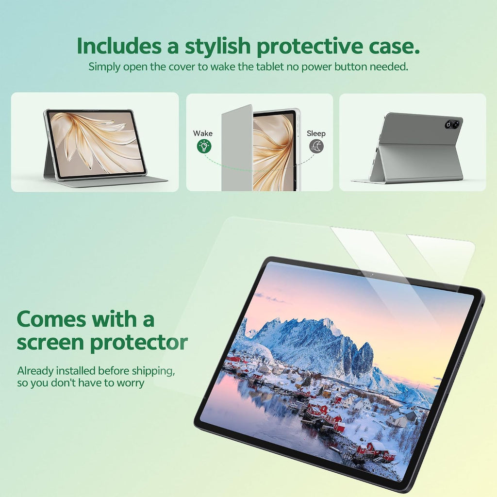 SVITOO 13 Inch Android 16 Tablet with WiFi, 2K Display, 40GB RAM, 128GB Storage Expandable, Octa-Core Processor, Bluetooth, USB-C Fast Charging, Protective Case