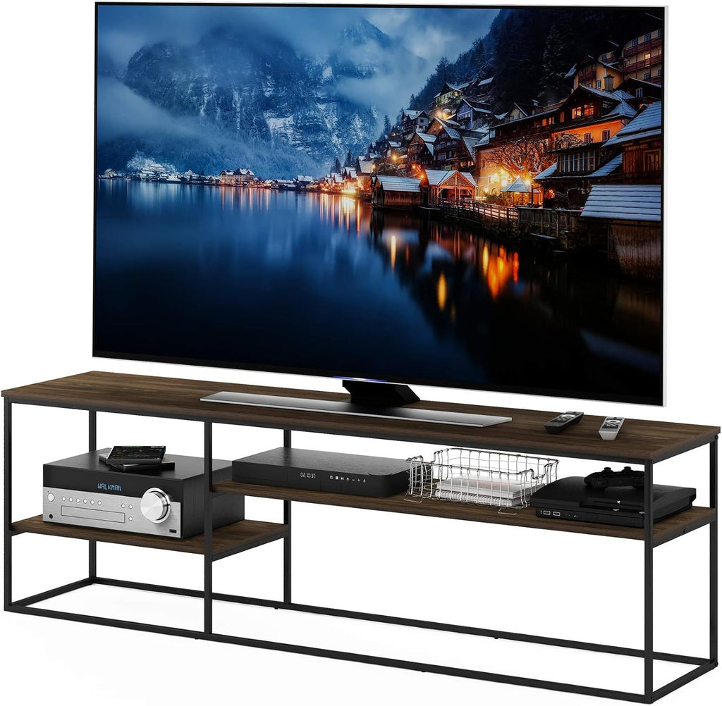 Furinno Moretti Modern Lifestyle TV Stand, Entertainment Center for TV up to 78 Inch, for Living Room, Bedroom, Brown Walnut