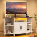 YITAHOME Corner TV Stand with Mount for Living Room, Led Entertainment Center with Storage & Power Outlets, Farmhouse TV Stand for 70 Inch TV, Walnut & Warm White