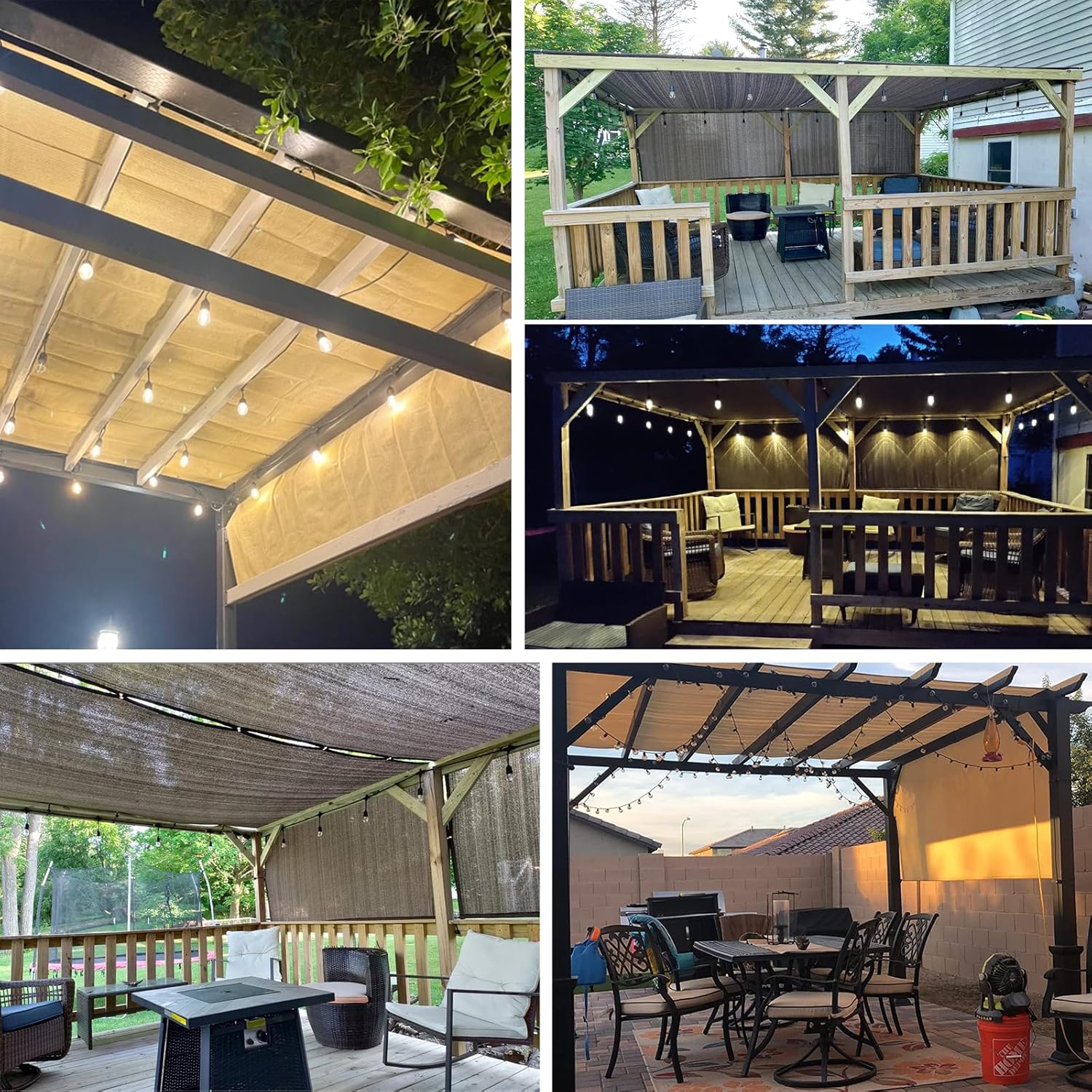 Patio 11' x 4' Pergola Cover Canopy Replacement Shade Cloth with Grommets Weighted Rods Outdoor Sun Shade Screen UV Block for Gazebo Backyard Deck Porch Balcony, Sand