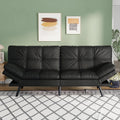 Opoiar 71' L Covertible Futon Sofa Bed,Faux Leather Futon Couch, Memory Foam Modern Loveseat Sleeper, Small Splitback Sofa Couches for Living Room,RV,Home Office,Apartment,Matte Black